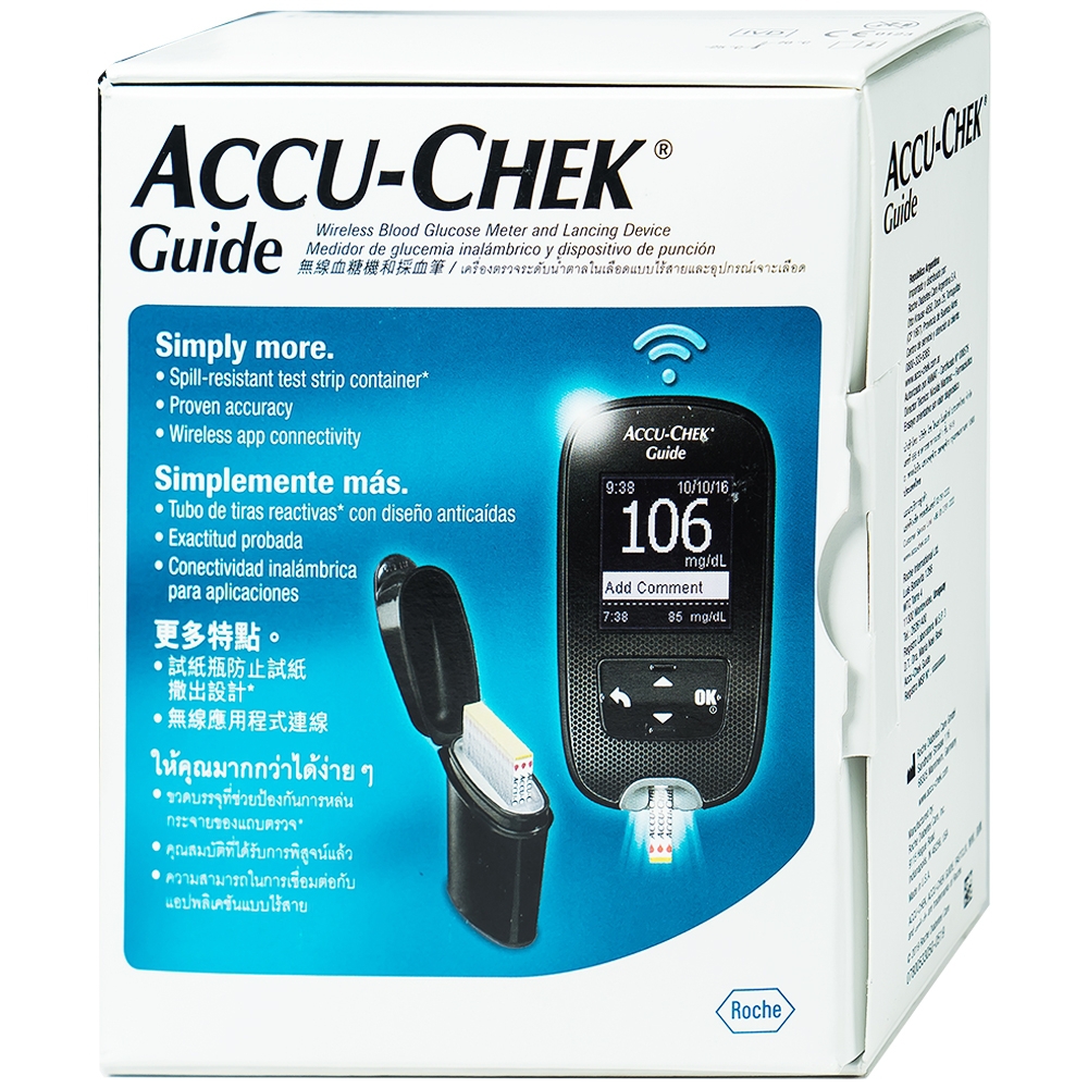 Máy đo đường huyết Accu-Chek Guide đo nhanh chóng chỉ với một nút bấm và an toàn
